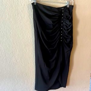 NWT black Zara skirt, button detail up left side with high thigh slit.